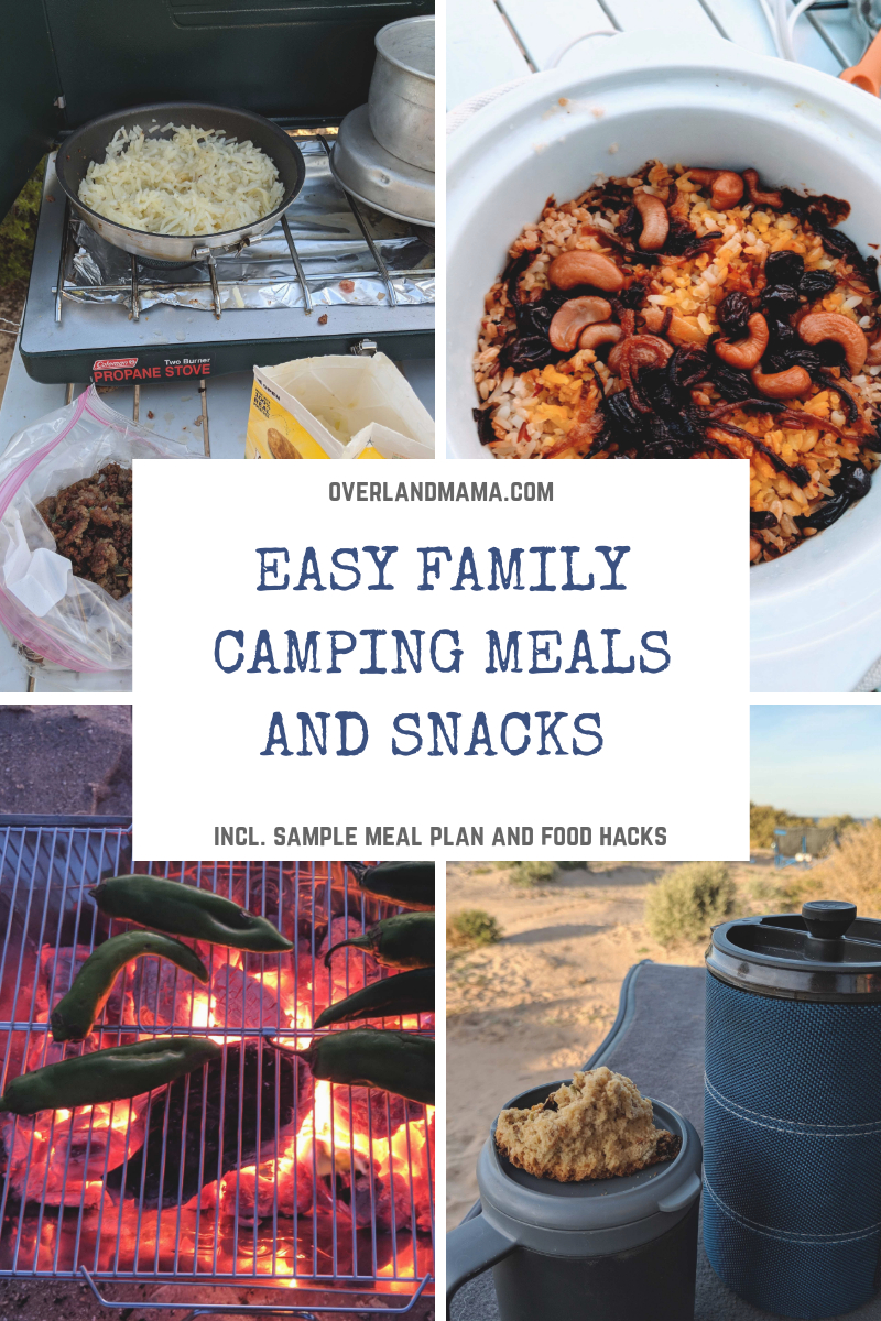 Easy camping meals and snacks for the family- incl. sample meal plan and food hacks